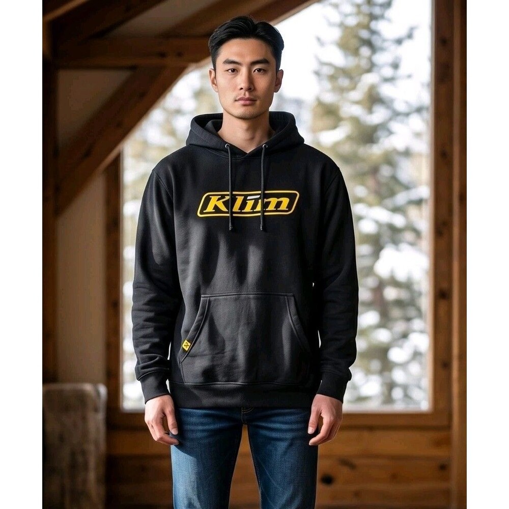 KLIM Hoodie Size M Black Hooded Sweatshirt Spellout Logo Snowmobile Motorcycle
